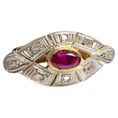 Art Deco 1930-1935 Diamond and Ruby  Gold Ring