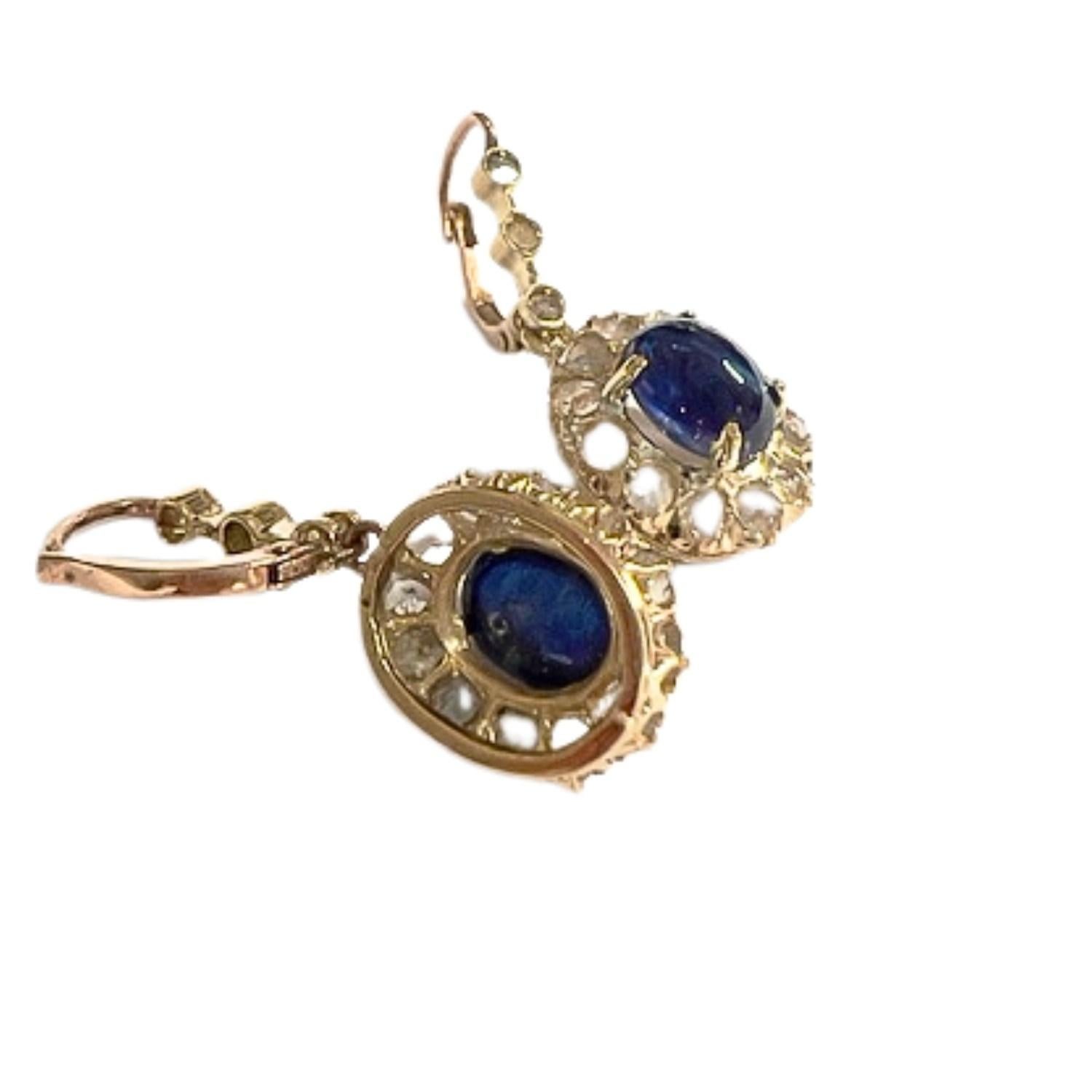 Art Deco 1930-1935 Diamond and Sapphire Gold Earrings 1