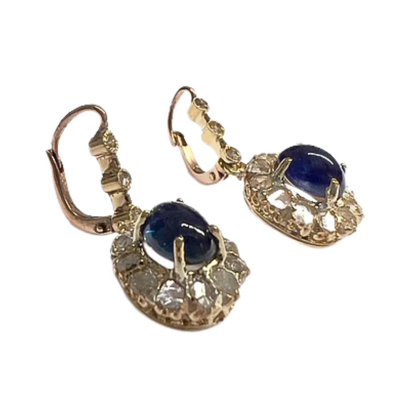 Art Deco 1930-1935 Diamond and Sapphire Gold Earrings 3