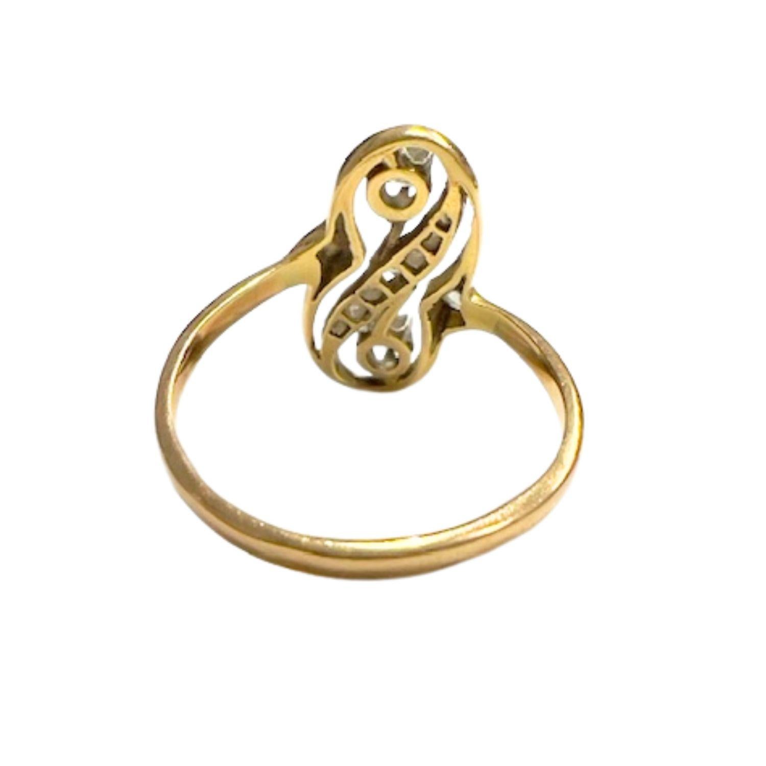 Art Deco 1930-1935 Diamantring aus Gold und Platin im Zustand „Gut“ in MADRID, ES