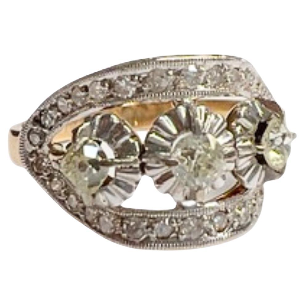 Art Deco 1930-1935 Diamantring aus Gold und Platin