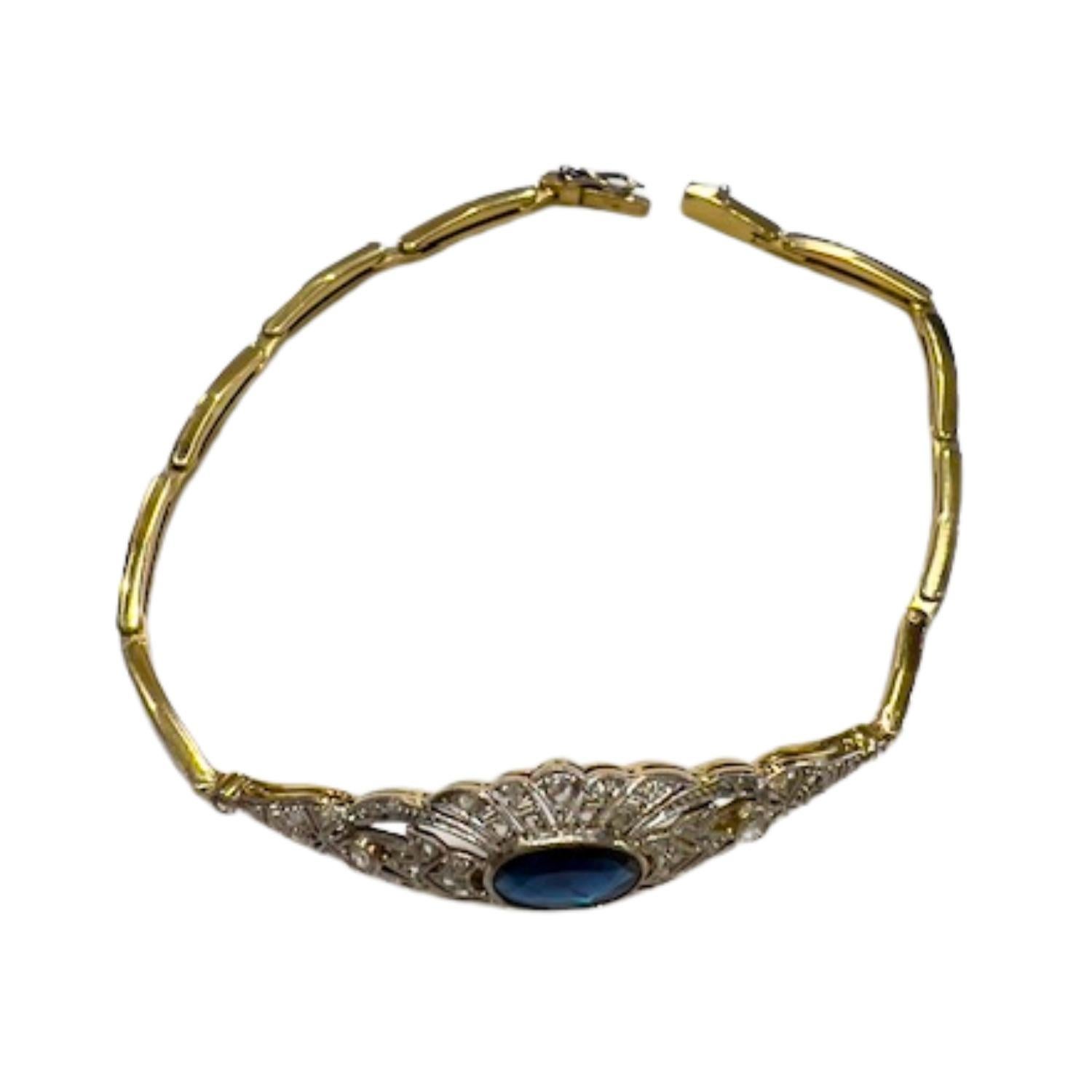 Women's Art Deco 1930-1935  Diamond & Sapphire Gold and Platinum Bracelet