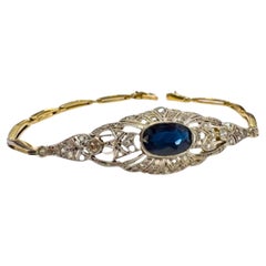 Art Deco 1930-1935  Diamond & Sapphire Gold and Platinum Bracelet