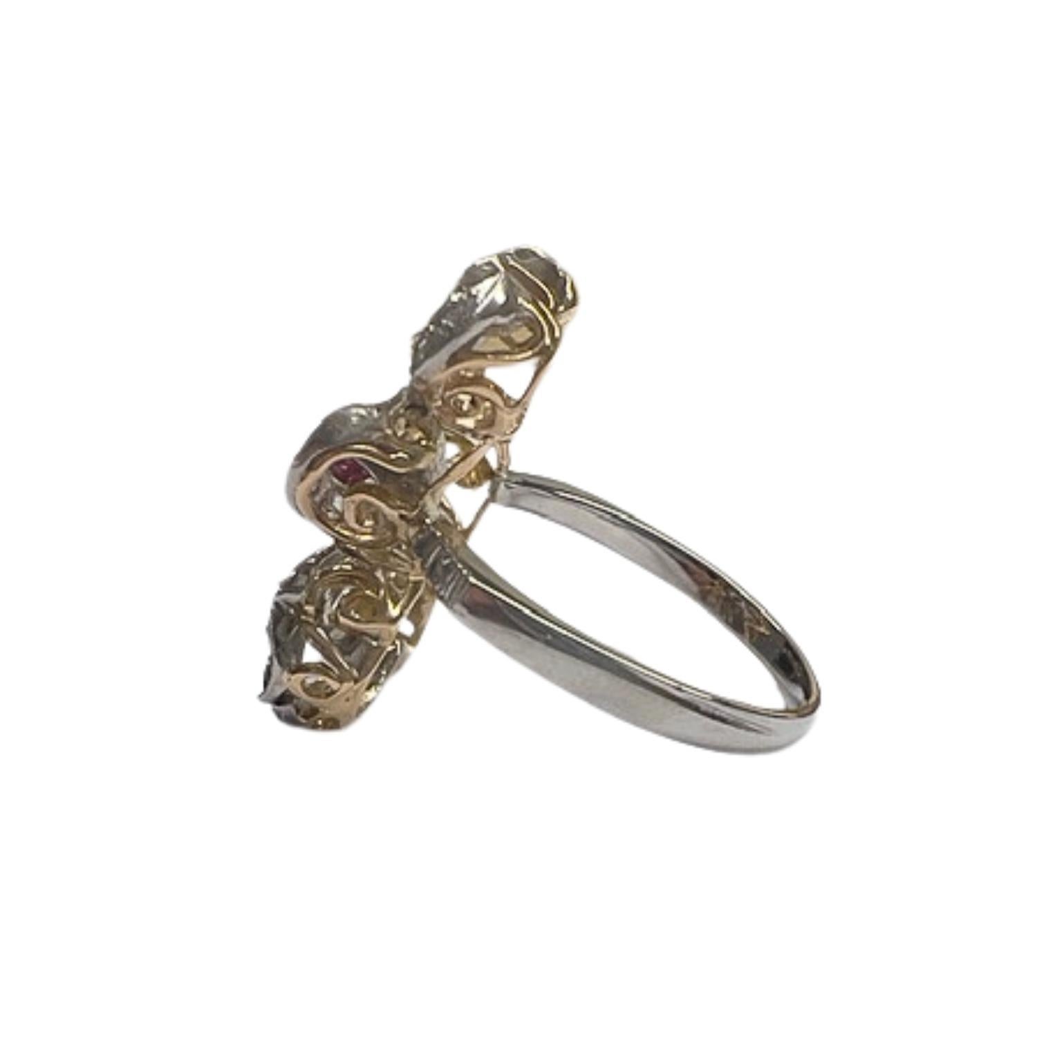  Art déco 1930-1935  Diamants 0.68ct  Bague en or 18K et platine 950 avec rubis 0,20ct Pour femmes 
