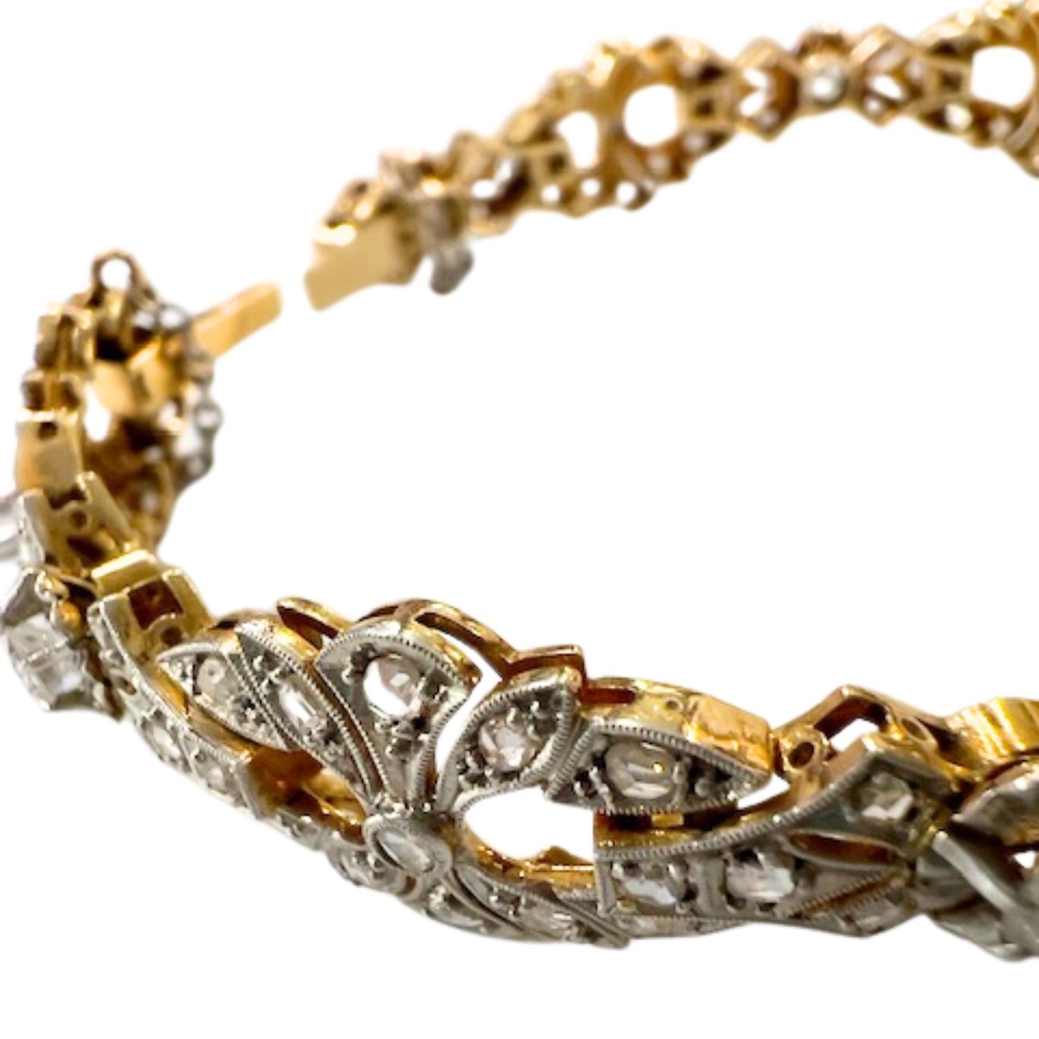 Art Deco 1930-1935 Diamanten 1,68 ct  Armband aus 18 Karat Gold und Platin Damen im Angebot