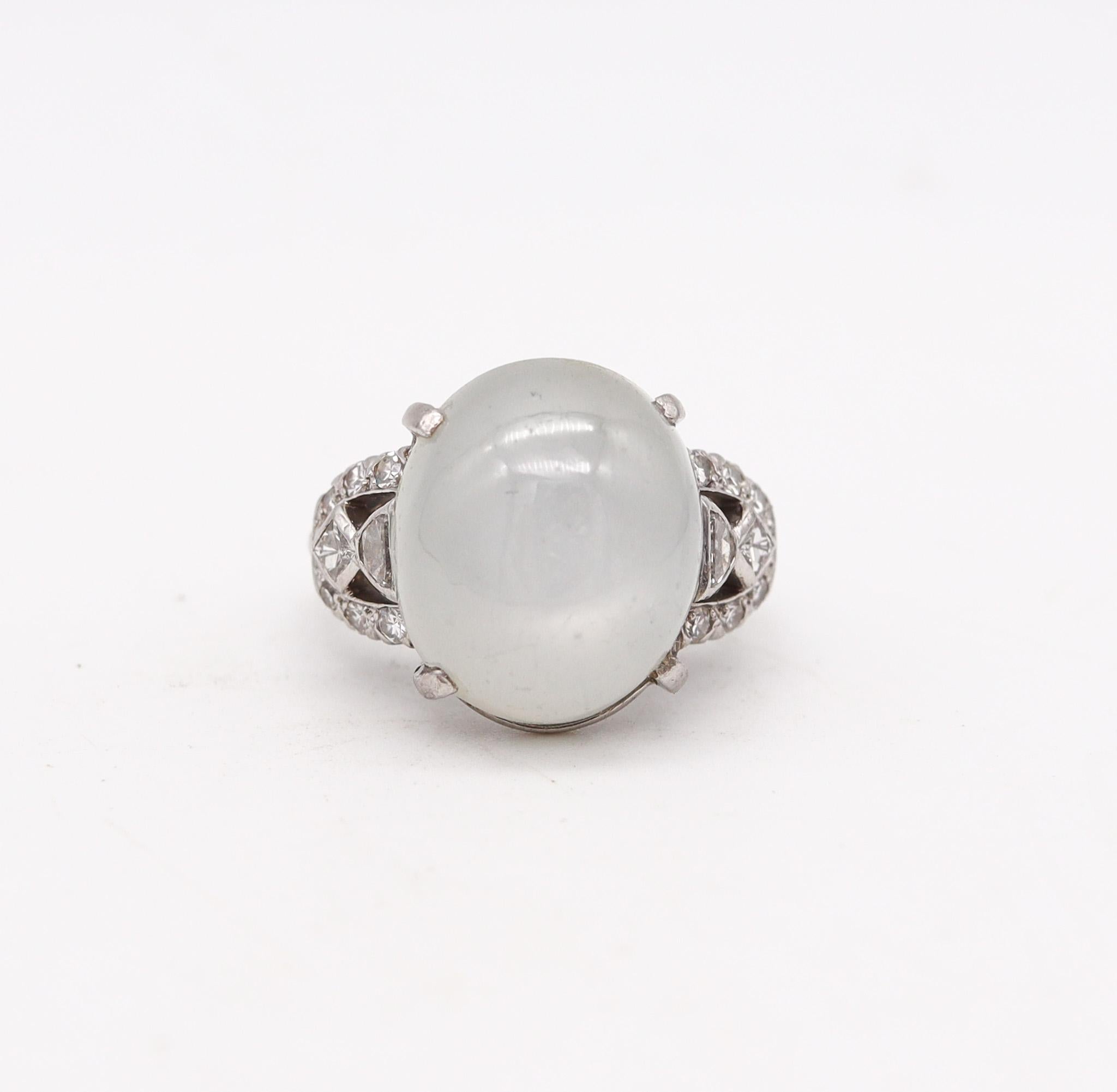 Art Deco 1930 Amerikanischer Ring In  Platin mit 28.13 Karat Saphir und Diamanten für Damen oder Herren