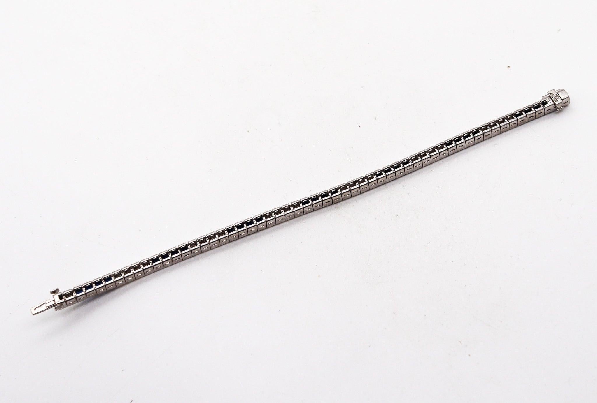 ART DECO 1930 Pulsera de platino con 8,68 quilates de diamantes y zafiros 5