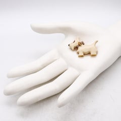 Art Deco 1930 Britischen Schnauzer Hund Brosche mit Emaille 18Kt Gold Diamanten Rubine
