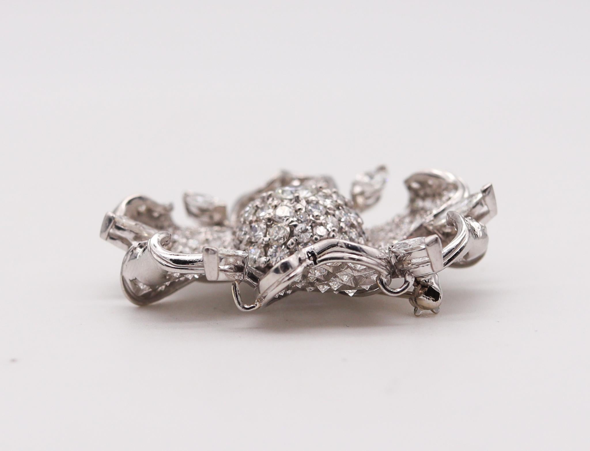 Art Deco 1930 Classic Brooch in Platinum with Pave of 13.02 Cts in VVS Diamonds 1