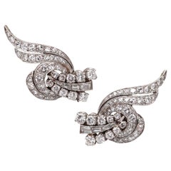ART DECO 1930 Orecchini a clip in platino con 6,22 carati di diamanti VS