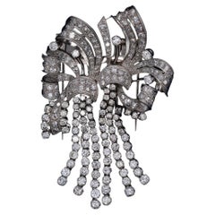 Art Deco 1930 Convertible Clips Brooch in Platinum with 13.26 Ctw of VS Diamonds