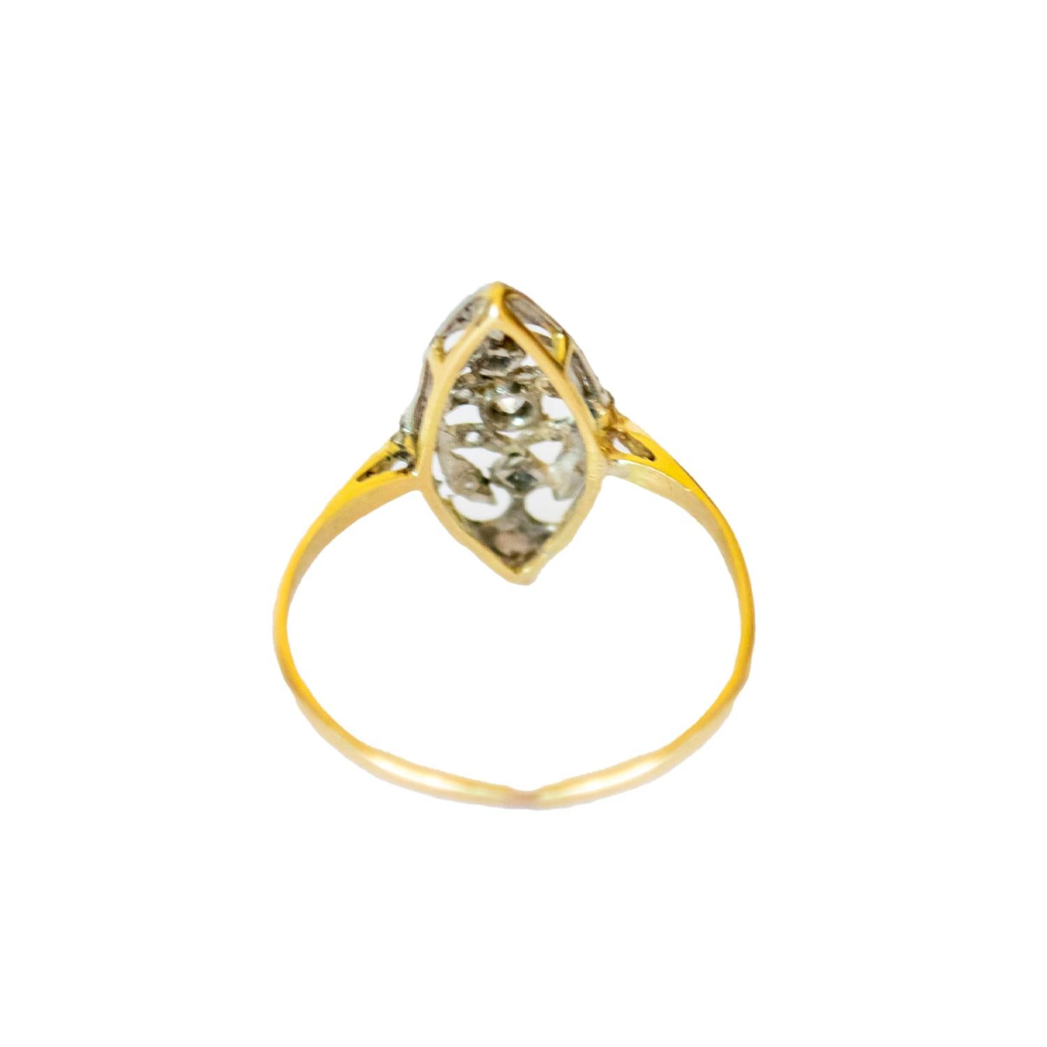 Art Deco 1930 Diamantring aus 18 Karat Gold und Platin mit Diamanten Damen im Angebot