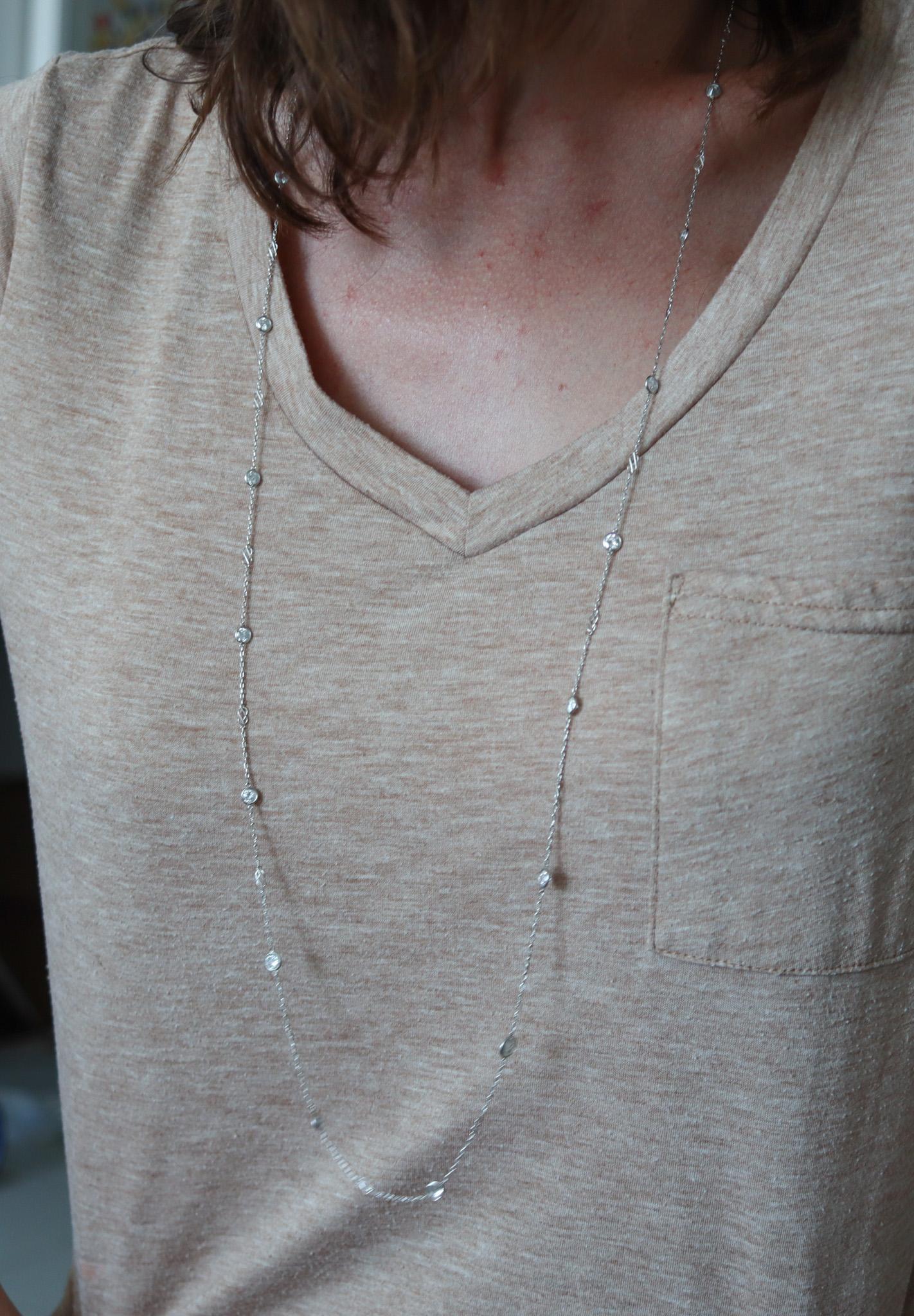 ART-DECO 1930 Diamonds Station Long Necklace In Platinum With 8.40 Ctw Diamonds For Sale 2