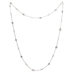 ART-DECO 1930 Diamonds Station Long Necklace In Platinum With 8.40 Ctw Diamonds