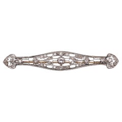 Art Deco 1930 Elongated Classic Brooch In Platinum With 2.38 Ctw In Diamonds