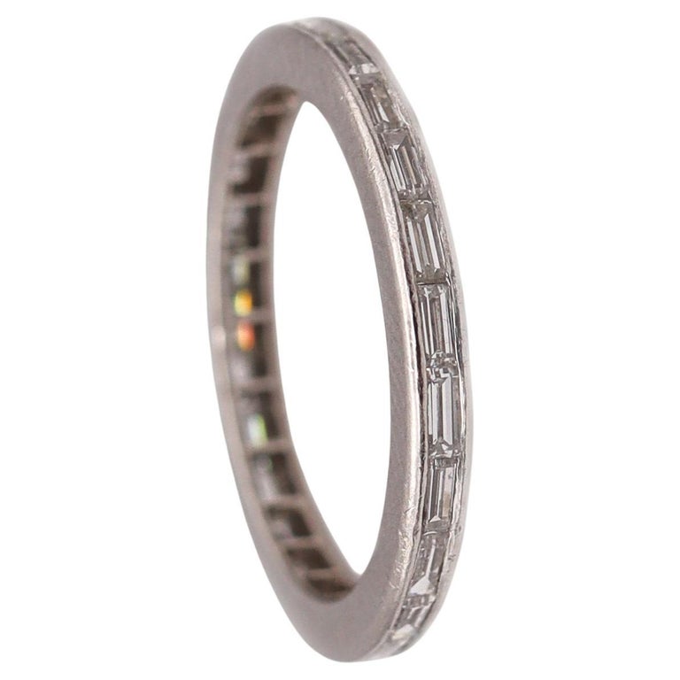 Art Deco 1930 Eternity Band Ring In Platinum With 1.45 Cts In Baguettes ...