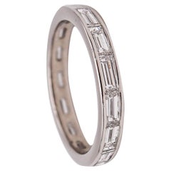 Art Deco 1930 Eternity Band Ring In Platinum With 2.25 Cts In Baguettes Diamonds