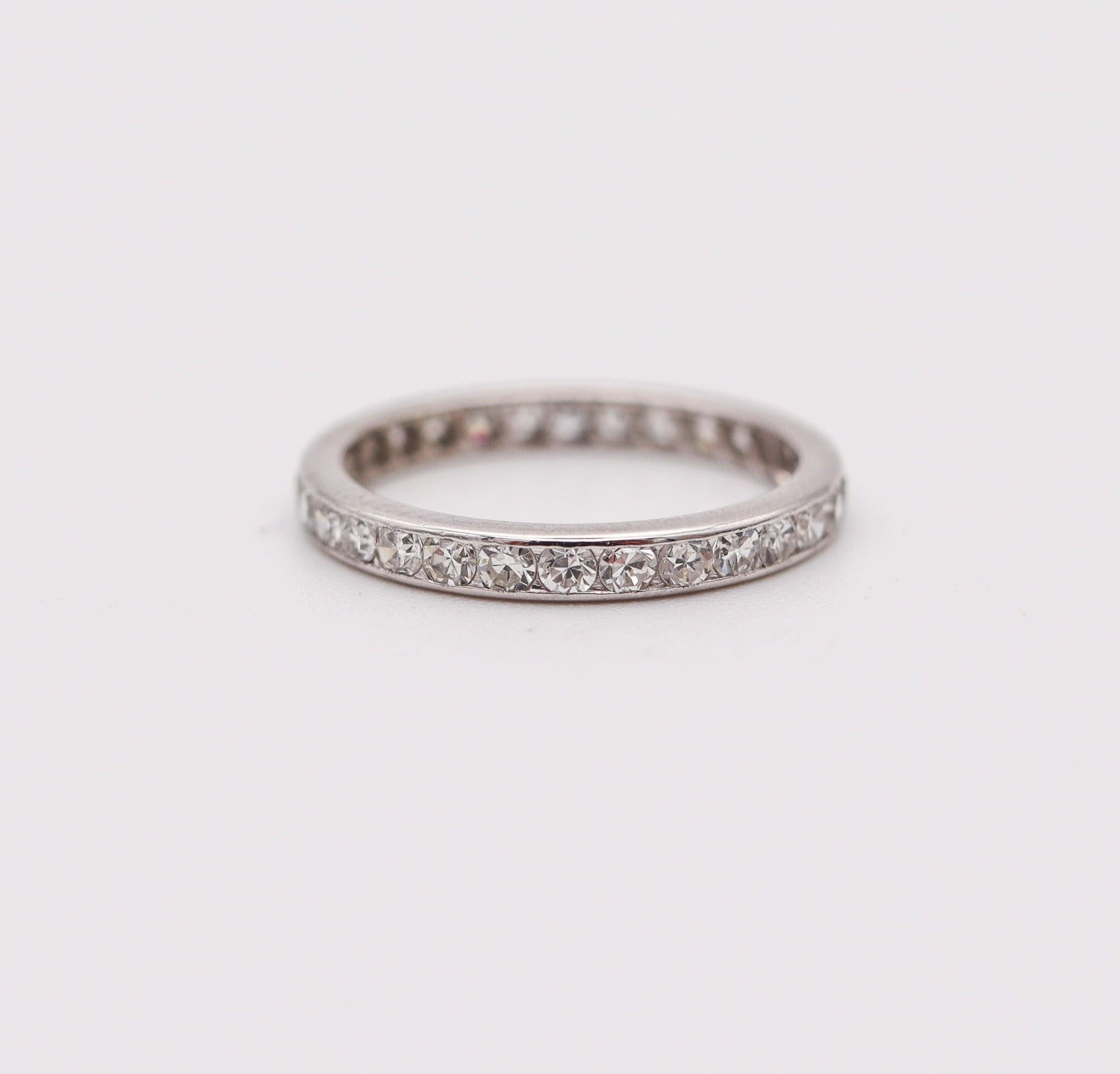 Old European Cut ART DECO 1930 Eternity Band Ring In Platinum With European White Diamonds For Sale