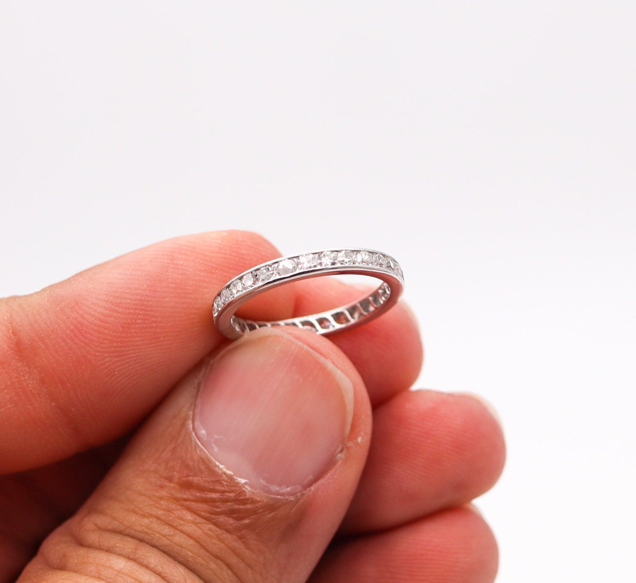 Women's ART DECO 1930 Eternity Band Ring In Platinum With European White Diamonds For Sale