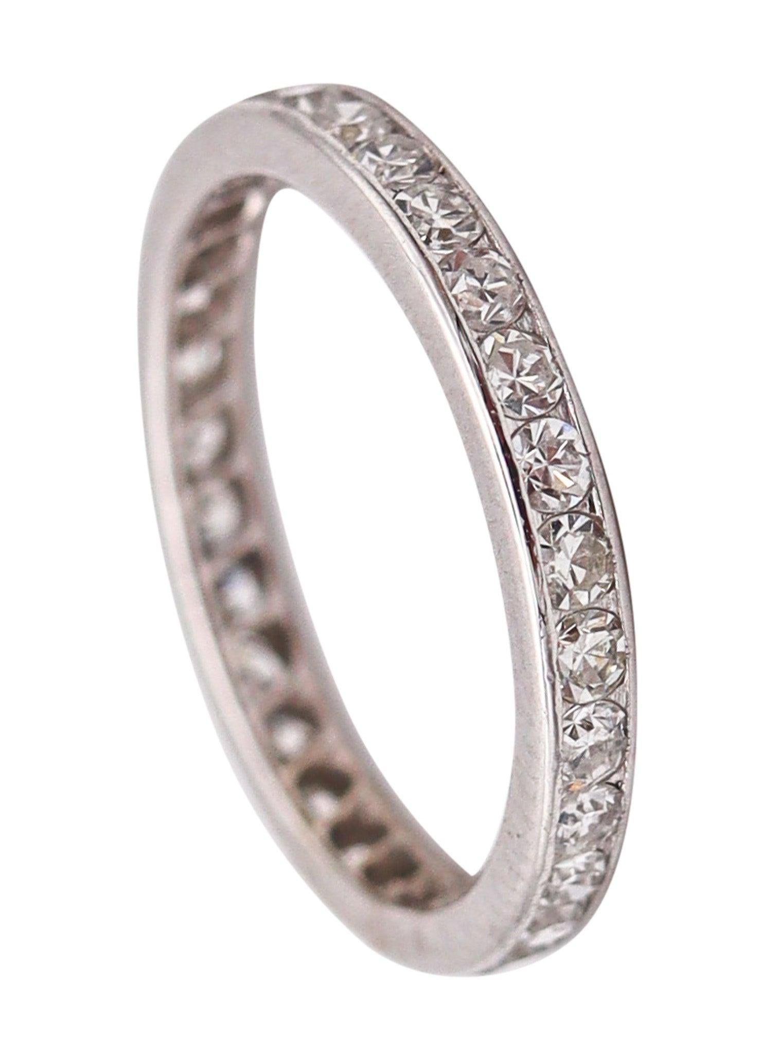 ART DECO 1930 Eternity Band Ring In Platinum With European White Diamonds