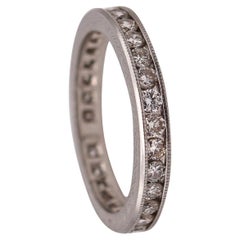 Art Deco 1930 Eternity Band Ring in Solid Platinum with 1.46 Ctw White Diamonds