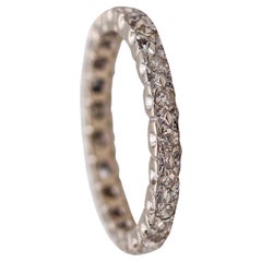 Art Deco 1930 Eternity Ring Band In 18 Kt White Gold With 28 Diamonds