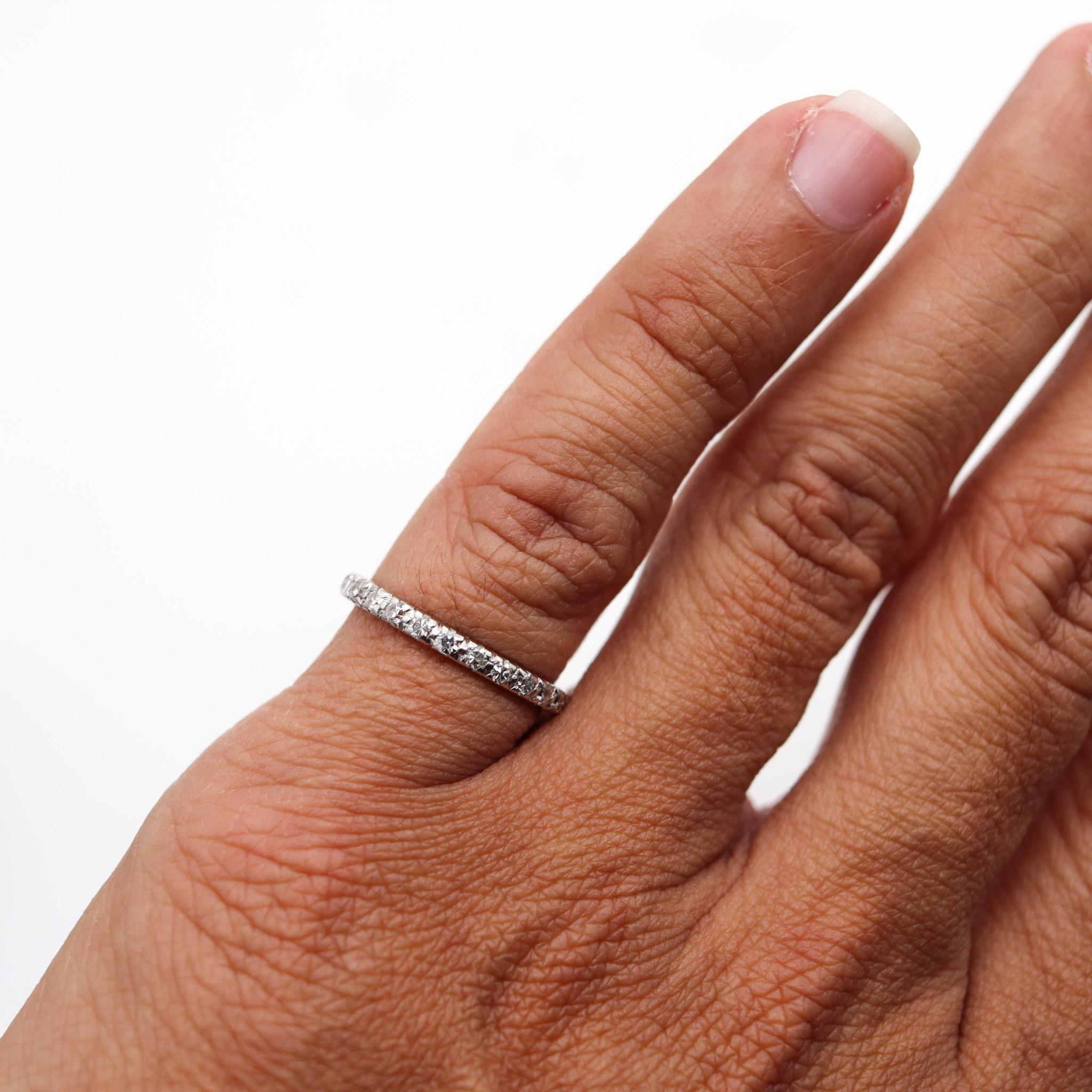 Women's Art Deco 1930 Eternity Ring In Platinum With European Round Diamonds For Sale