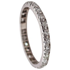 Anello Eternità Art Deco 1930 in platino con diamanti tondi europei