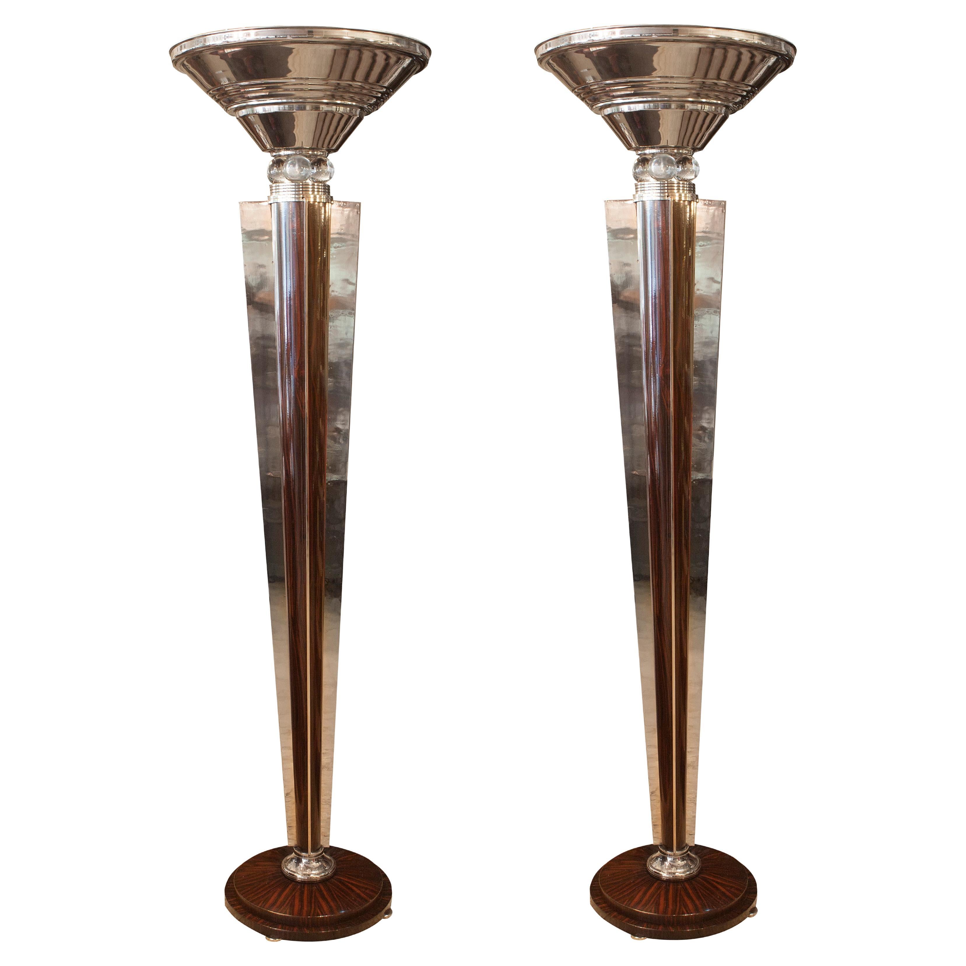 Art Deco 1930, France, Materials: Wood, Glass  and Chrome For Sale