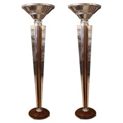 Vintage Art Deco 1930, France, Materials: Wood, Glass  and Chrome