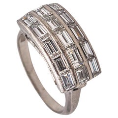 Art Deco 1930 Geometric Cocktail Ring Platinum With 2.25 Cts Emerald Cut Diamond Art Deco 1930 Geometric Cocktail Ring Platinum With 2.25 Cts Emerald Cut Diamond
