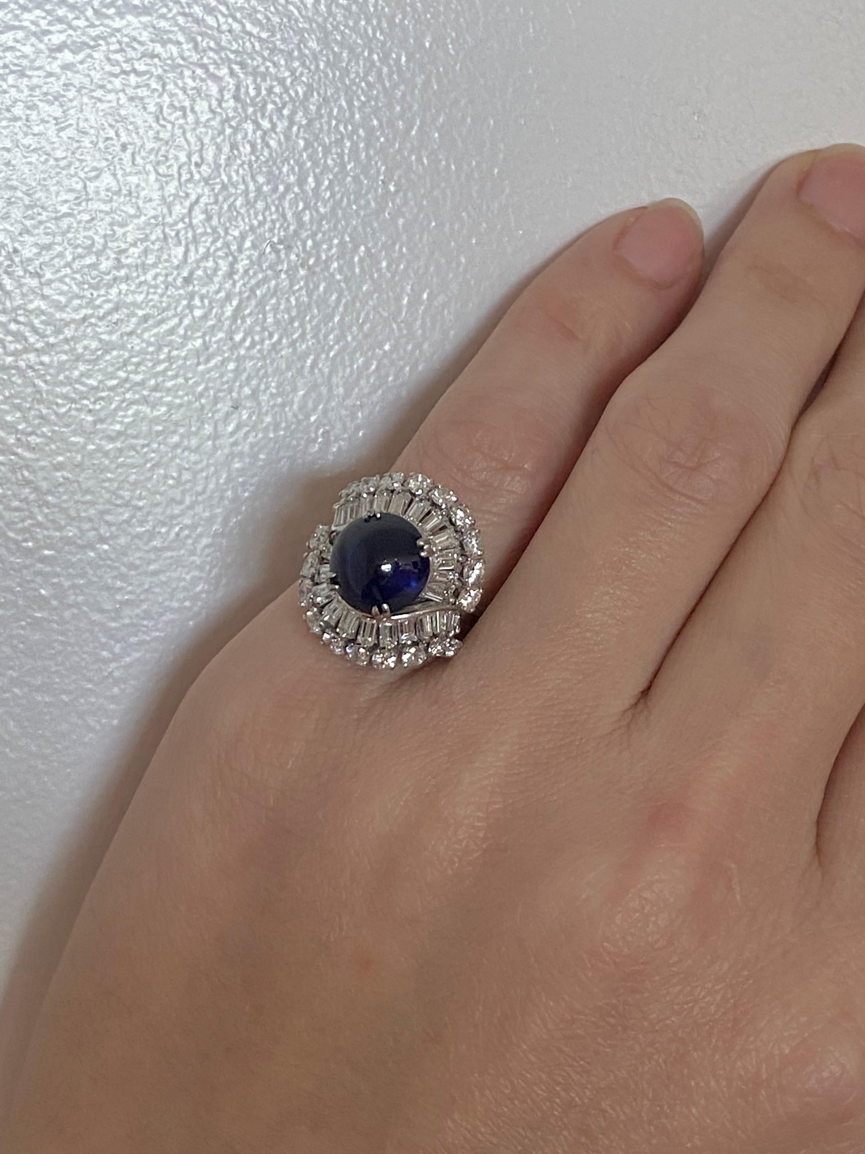 Art Deco 1930 Gia Certified Platinum Cocktail Ring With 8.07 Ctw Pailin Sapphire 2