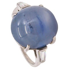 Art Deco 1930 Gia Certified Platinum Ring 15.49 Cts Ceylon Blue Star Sapphire 