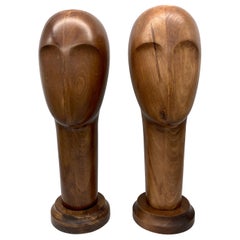 Art Déco 1930 Porte-chapeaux en bois de hêtre Sculptures