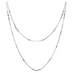 Art Deco 1930 Long Stations Chain Necklace In Platinum With 2.52 Ctw In Diamonds