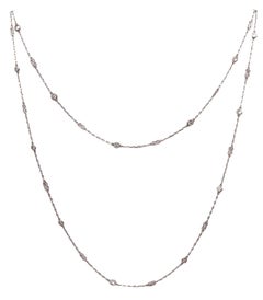 Art Deco 1930 Long Stations Chain Necklace in Platinum with 2.88 Ctw in Diamonds