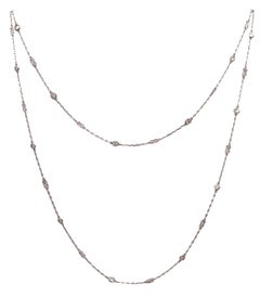 Collana Art Deco 1930 con catena a stazioni lunghe in platino con 2,88 carati di diamanti