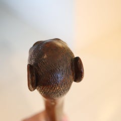 ART-DECO 1930 Monkey Shaped Cane In Carved Wood With Movable Mouth