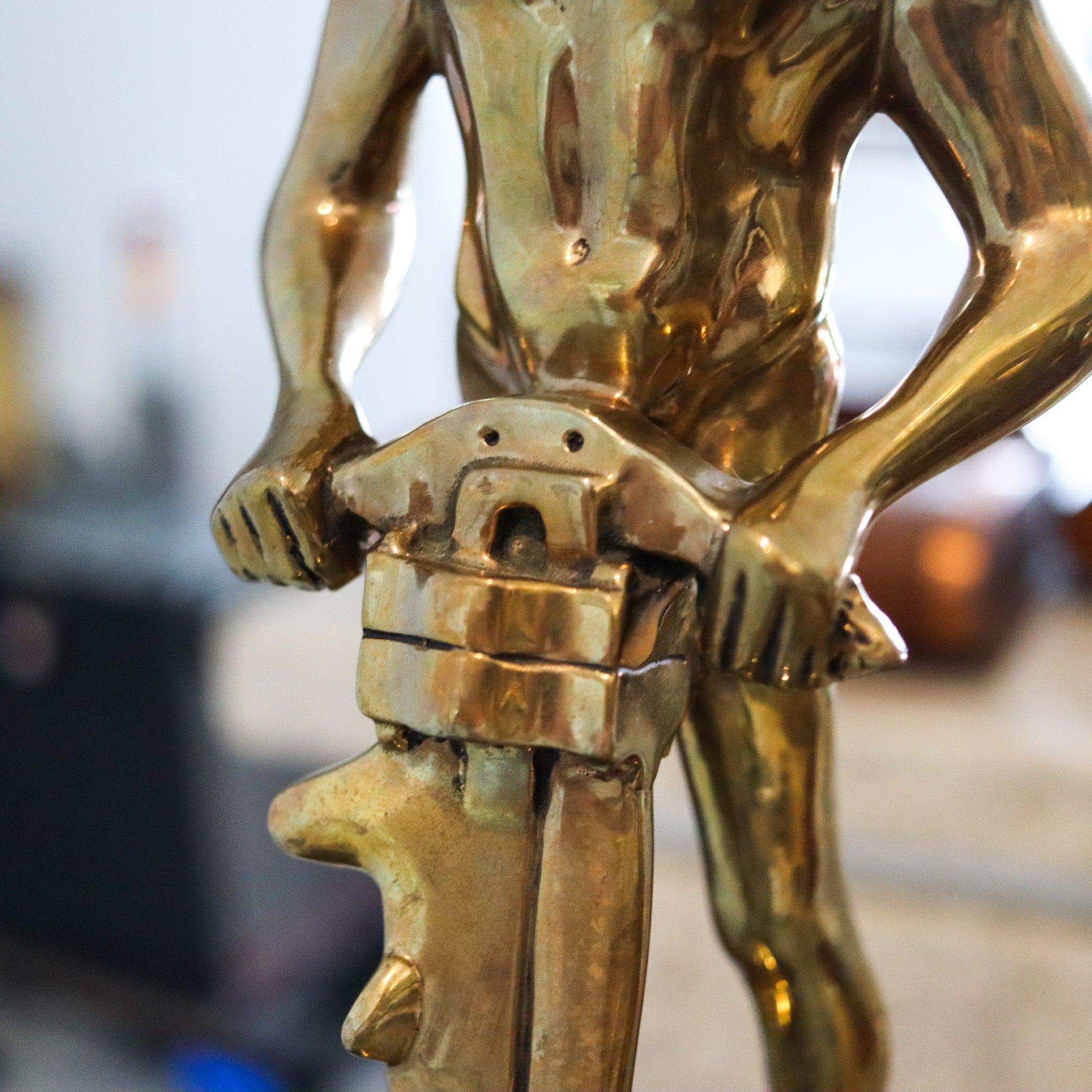 ART-DECO 1930 NYC Allegorical Sculpture of Industry In Gilt Bronze & Black For Sale 3