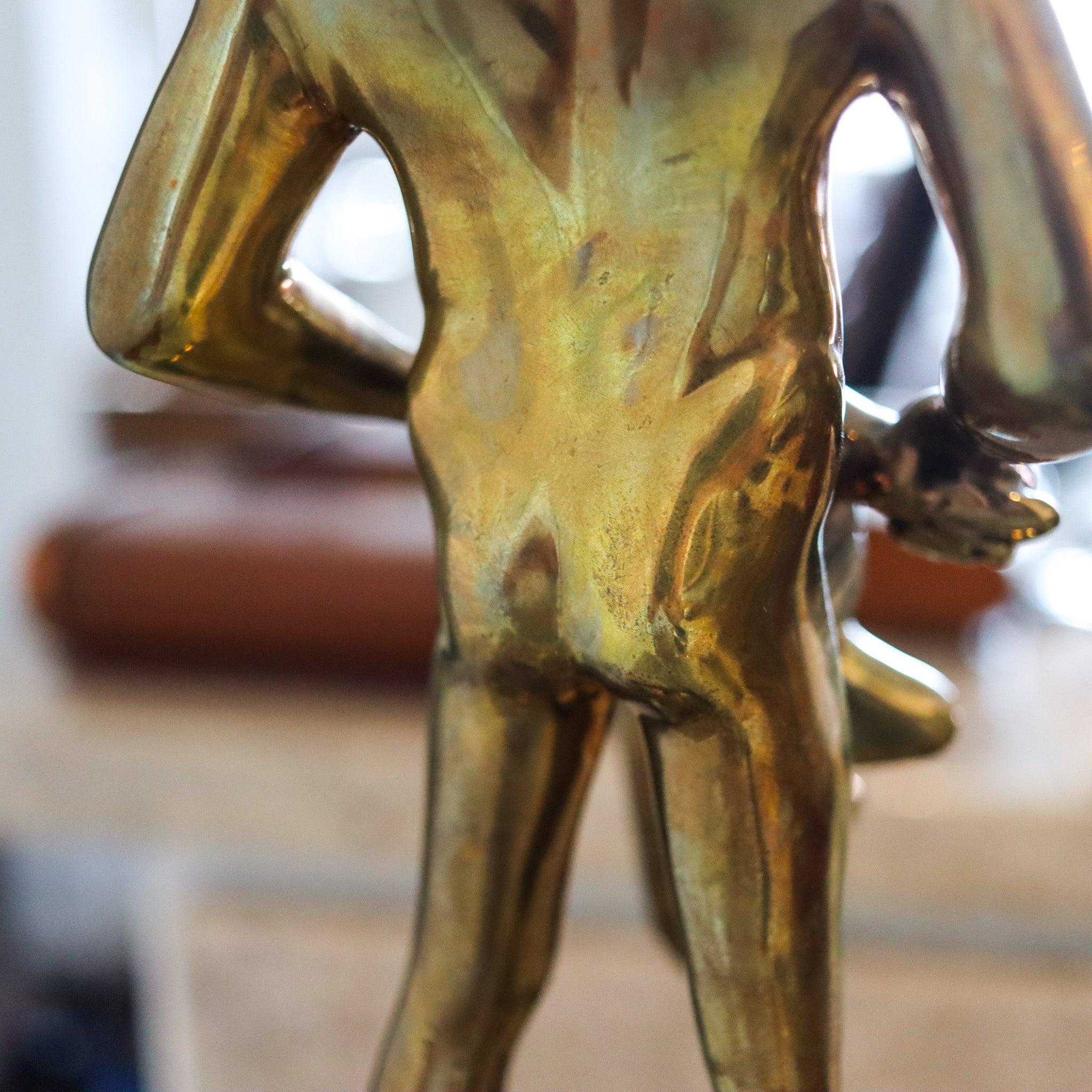 ART-DECO 1930 NYC Allegorical Sculpture of Industry In Gilt Bronze & Black For Sale 4