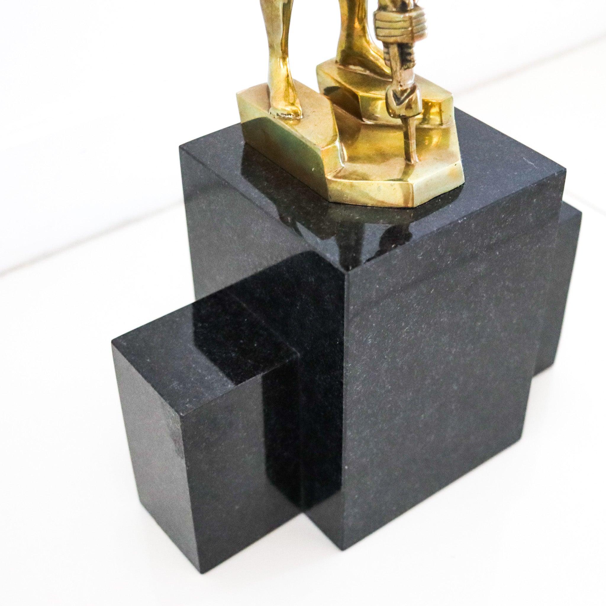 Art Deco ART-DECO 1930 NYC Allegorical Sculpture of Industry In Gilt Bronze & Black For Sale