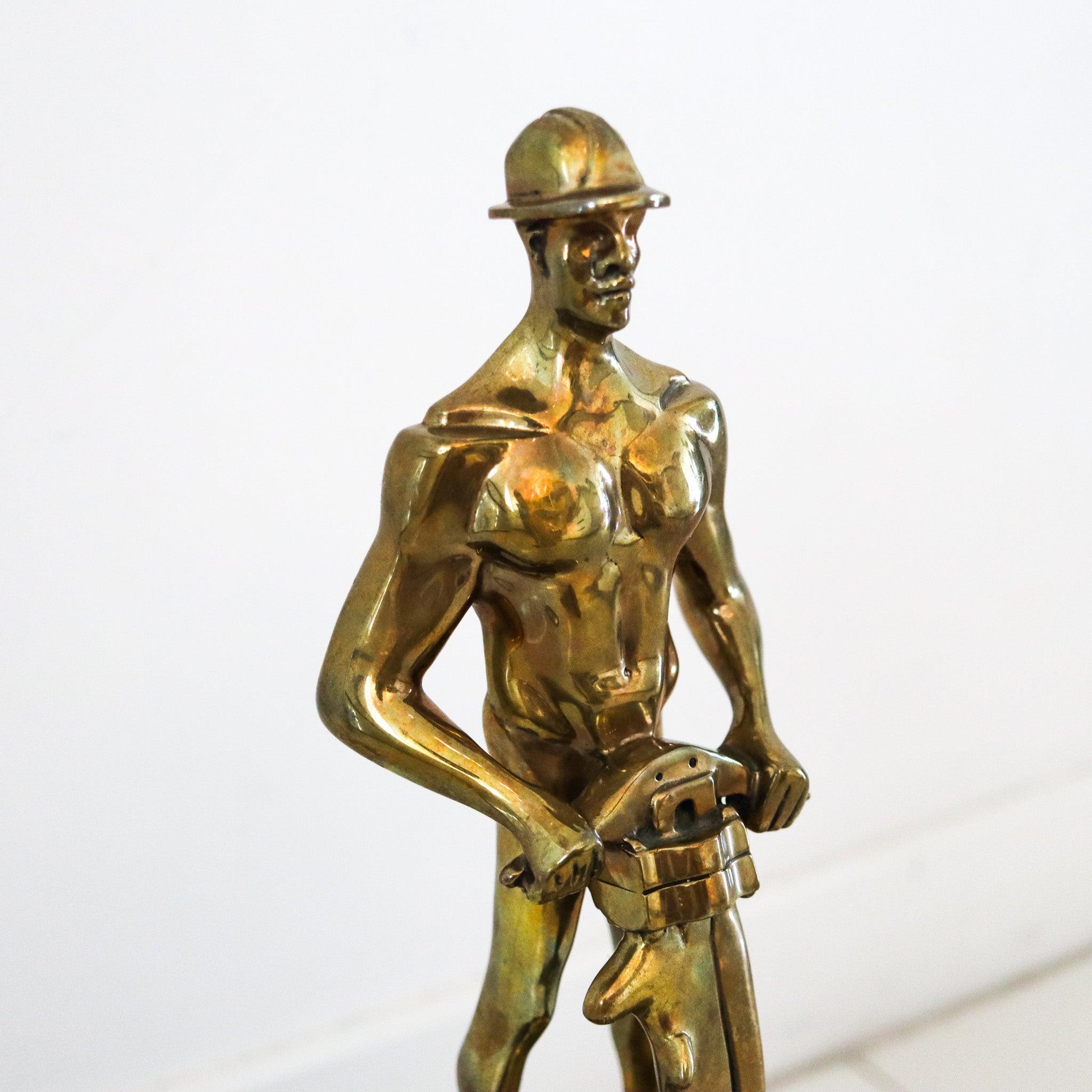 American ART-DECO 1930 NYC Allegorical Sculpture of Industry In Gilt Bronze & Black For Sale