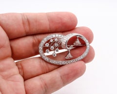 Art Deco 1930 Platinum Convertible Pendant Brooch 5.02 Cts In Diamonds Calf Cut