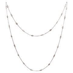 ART DECO 1930 Platin Stationen Halskette Sautoir mit 1,82 Karat in runden Diamanten