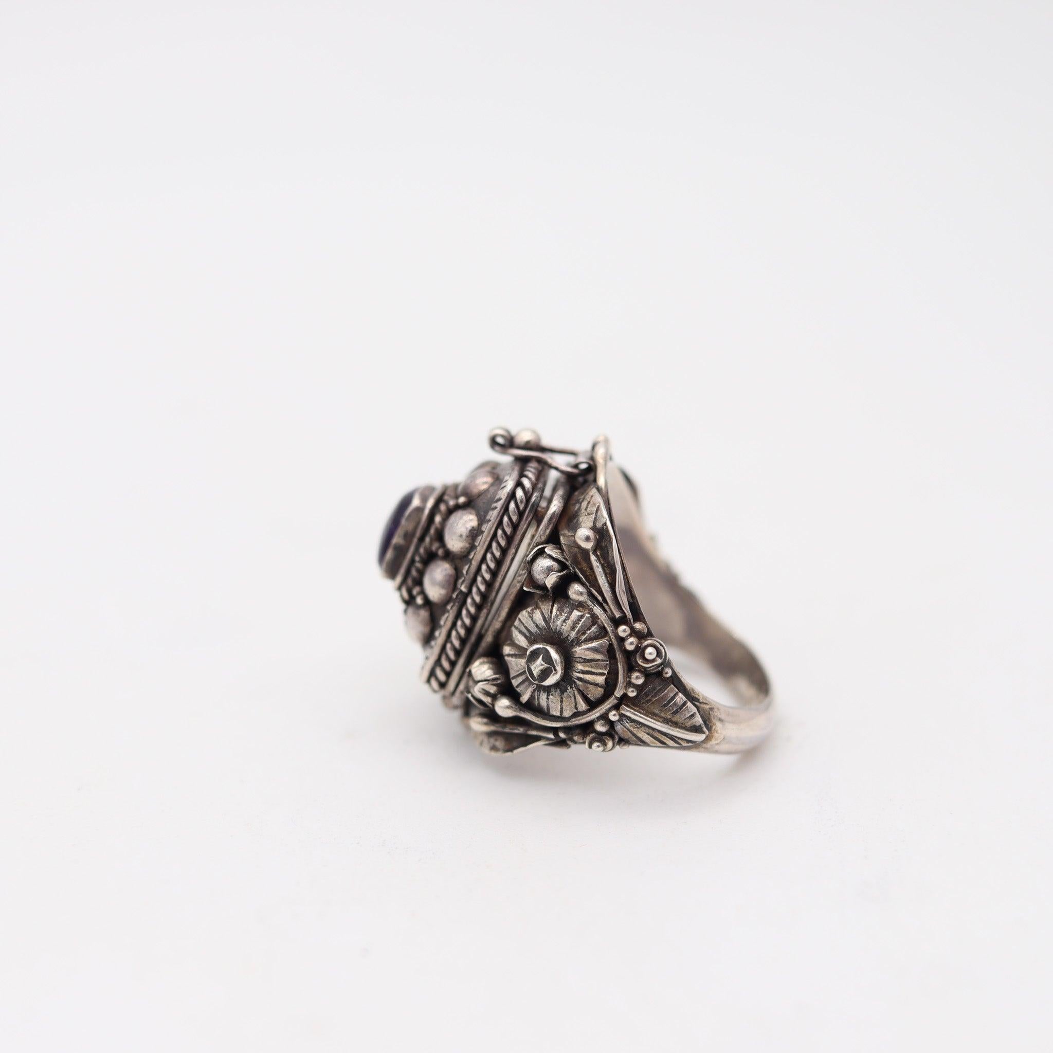 ART-DECO 1930 Anello a scatola nascosta Poison in argento 925 con ametista in vendita 1