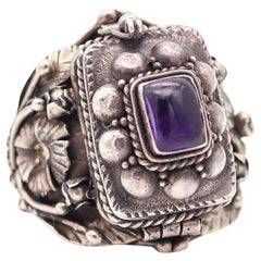 ART-DECO 1930 Anello a scatola nascosta Poison in argento 925 con ametista