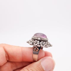ART-DECO 1930 Poison Hidden-Box Ring In .925 Sterling Silver With Purple