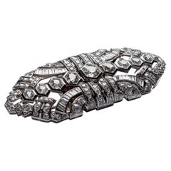 Antique Art Deco 1930´s Detachable double clip brooch in platinum and 14ct diamonds