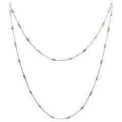 Art Deco 1930 Stations Long Chain Necklace In Platinum With 2.75 Ctw In Diamonds