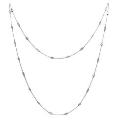 Long collier chaîne Art déco 1930 Stations en platine avec 2,75 carats de diamants